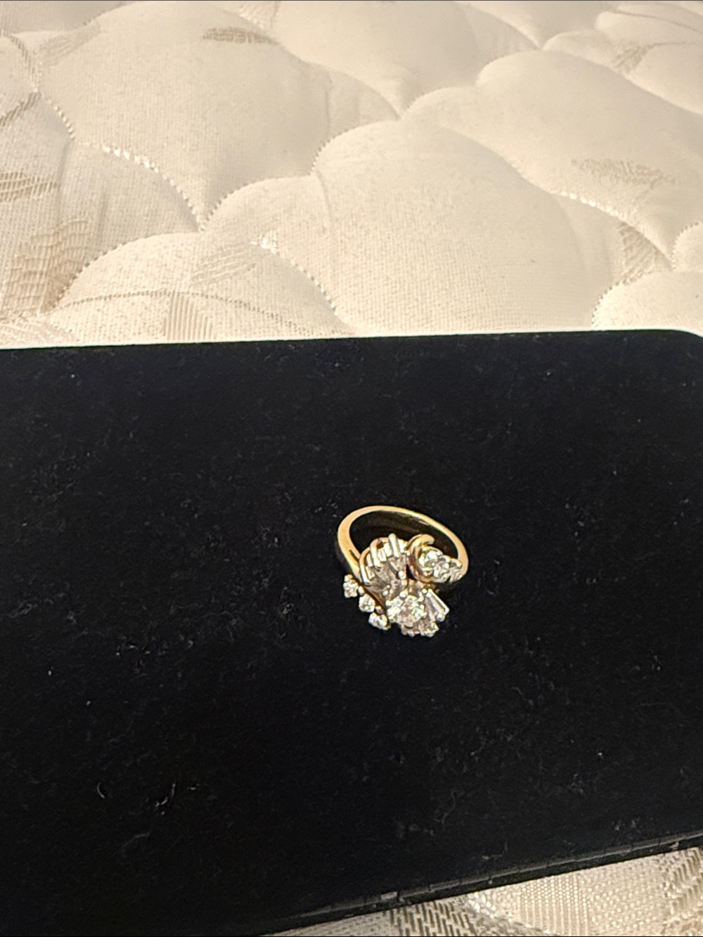 Gold Cluster Crystal Cocktail Ring for Women vintage gold plated